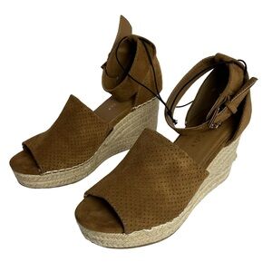 Altard State Marie Cognac Brown Taupe Faux Suede Wedge Sandals Women’s Size 8